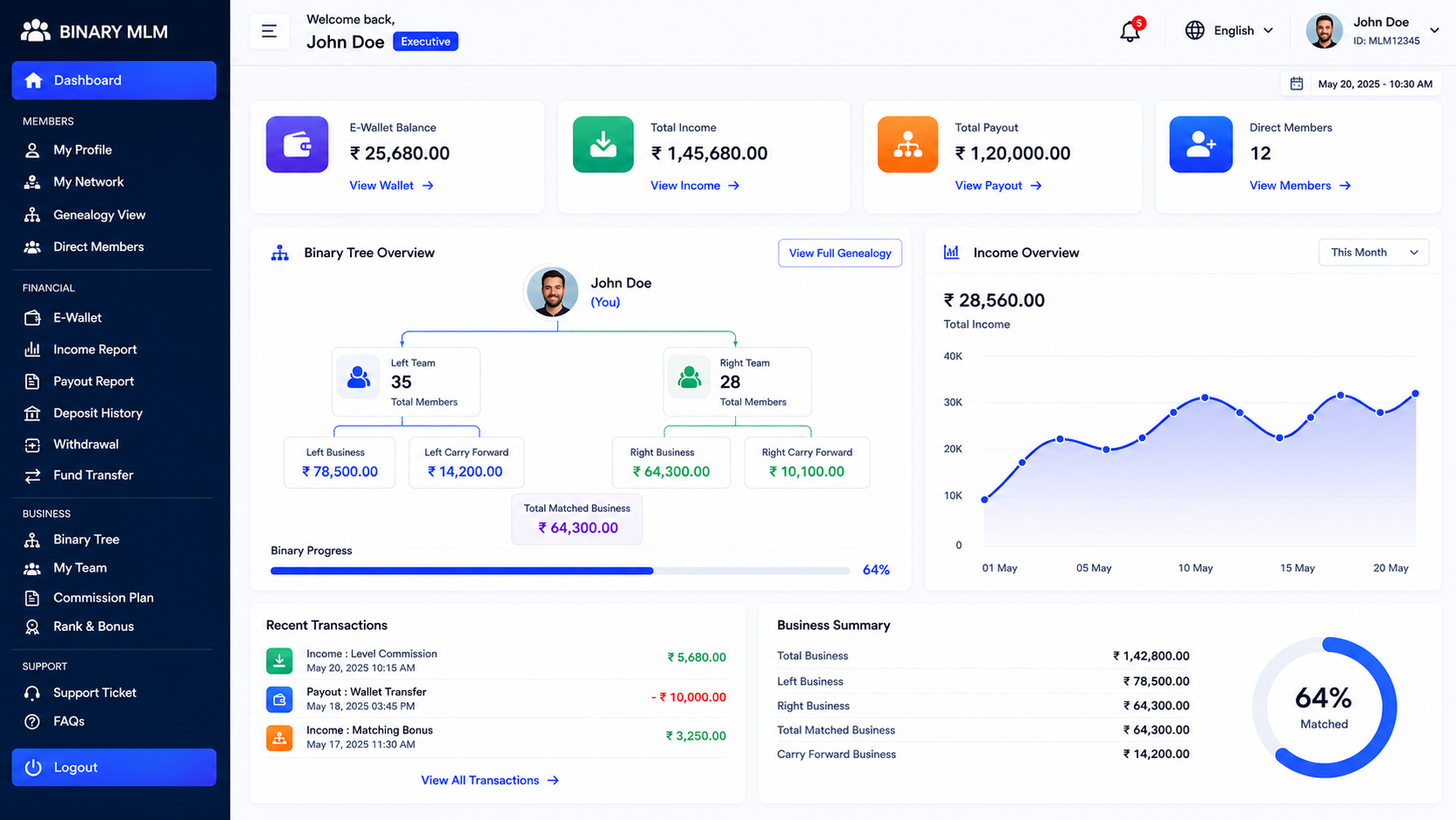 Binary MLM System Dashboard